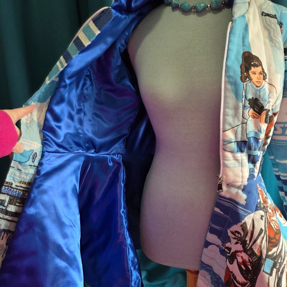 One-of-a-Kind VINTAGE EMPIRE STRIKES BACK Star Wars Custom quilt Jacket XS/S - Picture 13 of 16